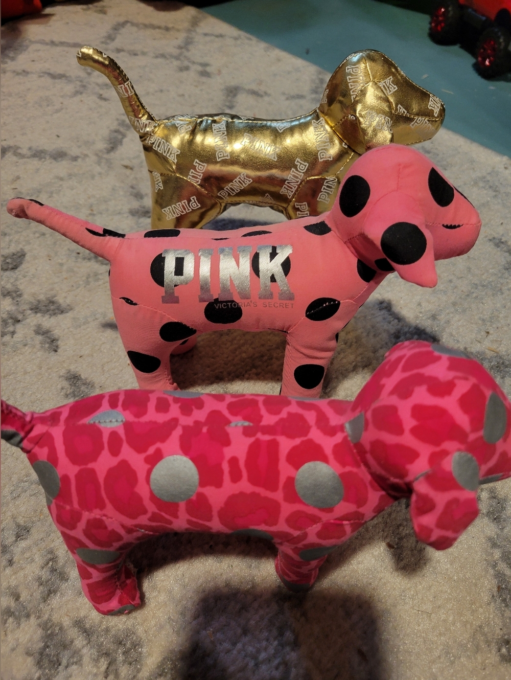Victoria's Secret PINK Pink & Gold Decorative Dog Trio
